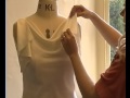 DESIGNER PATTERN CUTTER AT CENTRE FRONT - Bias Cowl Neck Dress with frills to shoulder