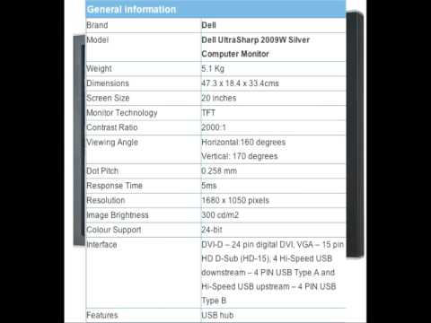 Dell 2009W - UltraSharp - 20" LCD Monitor Support and Manuals