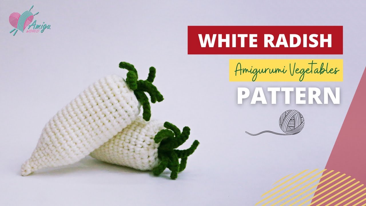 FREE Pattern – Crochet a WHITE RADISH amigurumi step by step tutorial