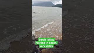 Surah Ikhlas on a windy day in a beach #shorts