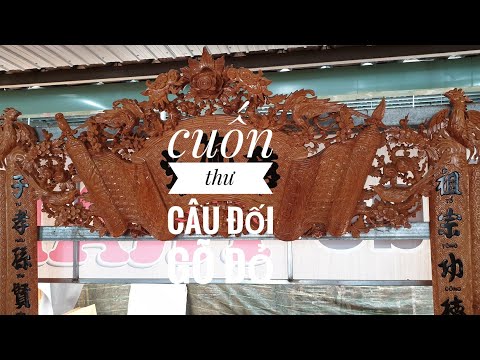 Bộ cuốn thư câu đối 1,97m gõ đỏ 100% ( số 130)