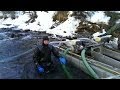 Gold mining dredging in winter and summer, Alaska