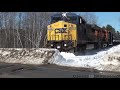 (HD) PanAm Railways Snow Plow Extra and an Empty Oil Train