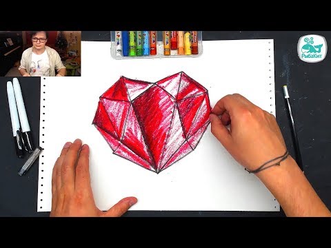 Изучить видео как пошагово красками рисовать кристалл