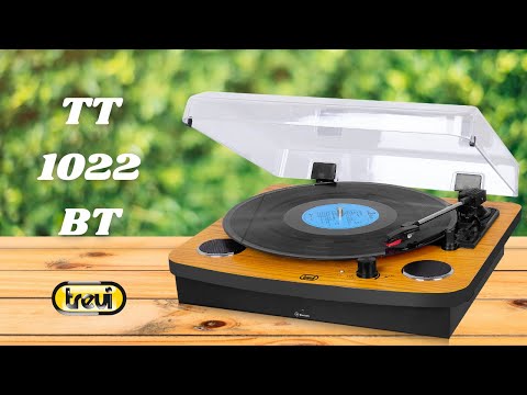 TREVI TT 1022 BT Prenosni gramofon s tehnologijo Bluetooth, STEREO zvočnika, AUX-IN, RCA, črno lesen