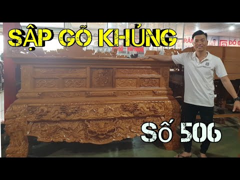 Sập Thờ Gõ Đỏ 2 Yếm Chạm Tứ Linh Tuyệt Đẹp|Đồ Gỗ Trâm Anh| Số 506