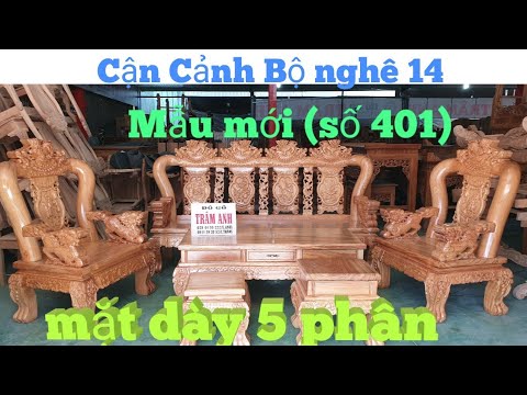 Cận cảnh bộ nghê gõ cột 14 mặt dày 5 phân mẫu mới nhất 2020 /Đồ Gỗ Trâm Anh/0794455222 số 401