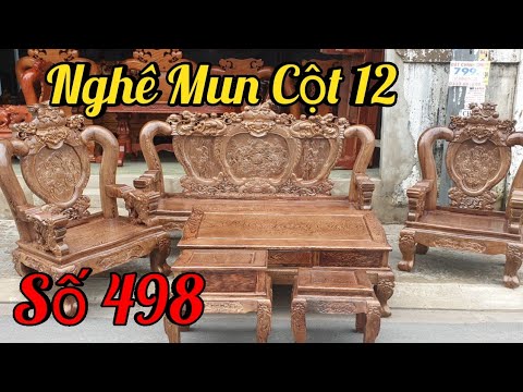 Salon nghê mun cột 12 vân vip|Đồ Gỗ Trâm Anh|số 498