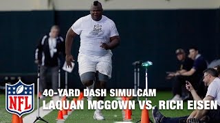 405-Pound Tight End LaQuan McGowan vs. Rich Eisen in 40-Yard Dash Simulcam Race | NFL