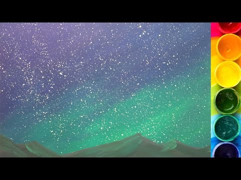 Изучить как быстро рисовать звездное небо гуашью