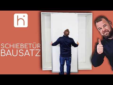 Youtube Video Thumbnail zu dem Artikel BS-Komfort mit Rahmentyp A Schwarz Rau|Lackierter Schiebetür-Bausatz für Schranktüren/Raumteiler