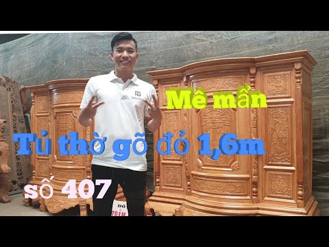 MÊ MẨN tủ thờ gõ đỏ 1,6m chạm Phúc Lộc thọ siêu đẹp |Đồ Gỗ Trâm Anh| số 407