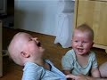 laughing twins - twin babies laugh at their father
