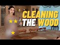 BODY ART SUIT CLEANING THE WOOD TABLE (TUTORIAL) - SEE THROUGH (4K) HOUSEWIFE