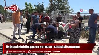 Önündeki minibüse çarpan motosiklet sürücüsü yaralandı