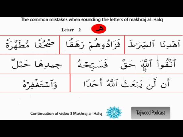 Tajweed lesson 4: The throat makhraj and the Common mistakes # 2