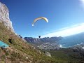 Takeoff from Lions Head Overlooking Cape Town beaches and the Apostels Moutain Ridge
