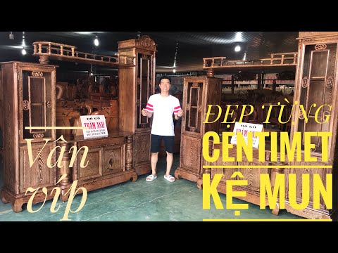 ĐẸP TỪNG CENTIMET Kệ lệch ti vi gỗ mun đuôi công 2,2m vân đẳng cấp (126)