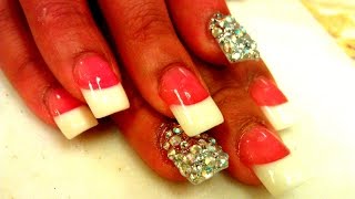 Acrylic Pink & White Nails Tutorial