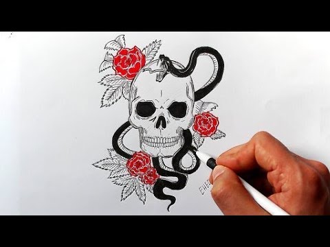 Изучить как рисовать череп фломастерами