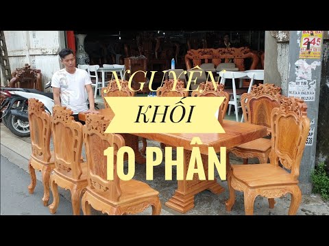 Hút hồn bộ bàn ăn gõ mặt dày 10 phân (229)