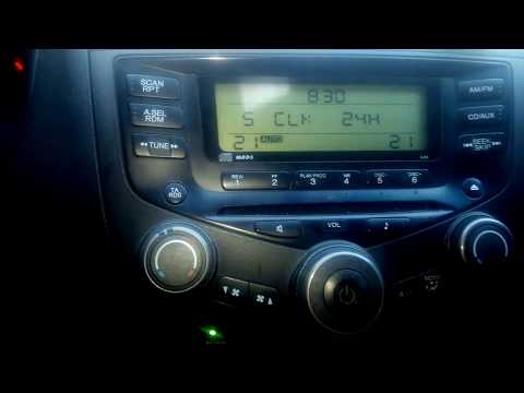 Setting the time on the Honda accord 7 radio, translating the time to 24 hours.