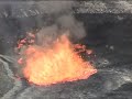 Eruption after person falls in lava lake of volcano (test with organic waste, garbage, trash)