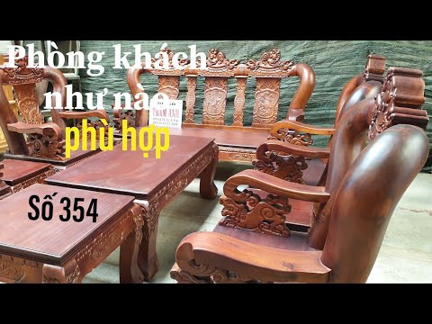 Phòng khách như nào phù hợp bộ nghê tràm 14 _9 món (số 354)/ Đồ Gỗ Trâm Anh 0794455222