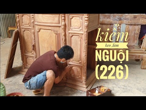 Kiểm keo, làm nguội cây tủ thờ Gõ ,chuẩn bị Bắn bóng (226)