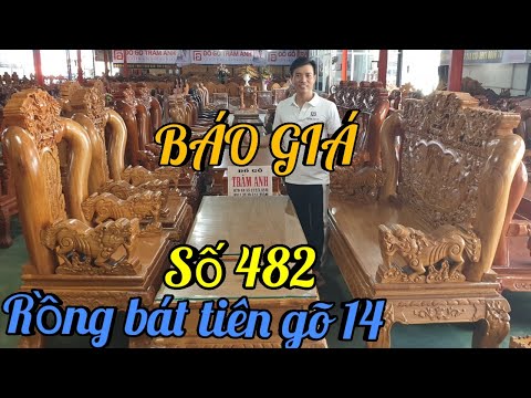 Bộ Bàn Ghế Rồng Bát Tiên Gõ Đỏ Cột 14 Tay liền Cực Đẹp |Đồ Gỗ Trâm Anh| số 482