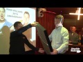 Russ Williams accepts signed AVB Spurs shirt