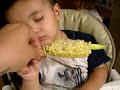 Kid Falls Asleep While Eating Corn Funny.