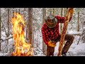 A Month in an Off Grid Log Cabin in the Wilderness with my Dog - January in Canada