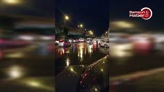 Samsun'da rögarlar taştı trafik kilitlendi