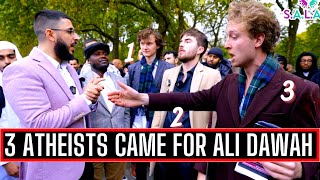 3 ATHEISTS SQUARE UP TO MUSLIM & END UP ARGUING EACH OTHER