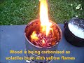 Wood pellets burning for 1.5 hours on Wild Woodgas Stove