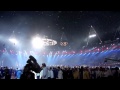 After our show, we enter the Olympic Arena for the Closing Ceremony finale, fireworks and a samba party on stage.