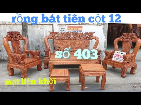 Chi tiết bộ Rồng bát tiên gỗ hương đá cột 12 mặt dày 2 phân /Đồ Gỗ Trâm Anh số 403