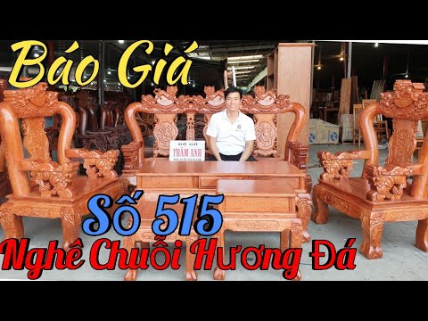 Bộ ghế nghê chuỗi cột 12 hương đá sơn BÓNG MỜ cực đẹp|Đồ Gỗ Trâm Anh| số 515