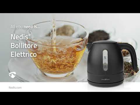 Bollitore elettrico Nedis nero 1 Lt plastica 2150 W Rotazione a 360° su