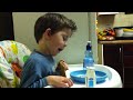 Very funny baby eating and falling asleep