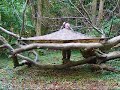 bushcraft survival basher shelter with resin fire part 1