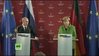 Пресс-конференция Путина и Меркель в Ганновере