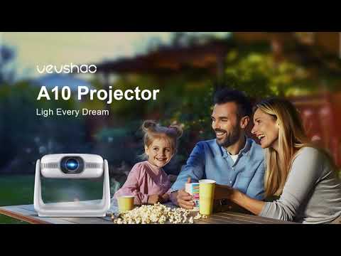 BYINTEK VEVSHAO A10 prenosni LED projektor, Android, WIFI 6, Bluetooth, 380 ANSI lumnov, zvočnik, samodejni fokus, deljenje zaslona, max 4K UHD, USB / HDMI / AUX, +daljinec