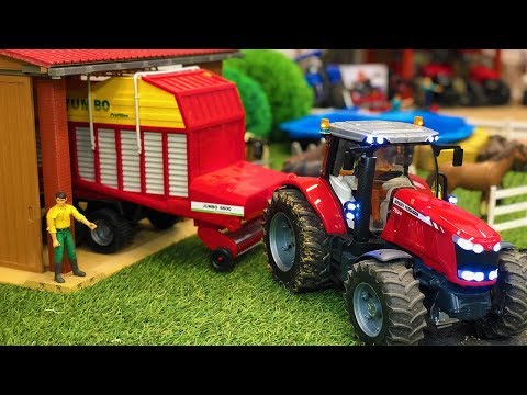 Amazing Tractor with Jumbo Trailer Farming Action! Bruder Toys for Kids!