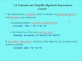 Algebraic Expressions and Operations