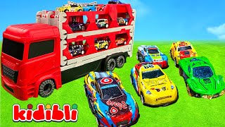 Play With Toys, Trucks, Vehicles, Race Cars In The Garage 🚗🏎️ Educational Video For Kids | Kidibli