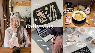 Daily vlog🐰🥟: productive 7am , making pancake , unboxing ,workout , cute cafe , ramen , cozy night🛌