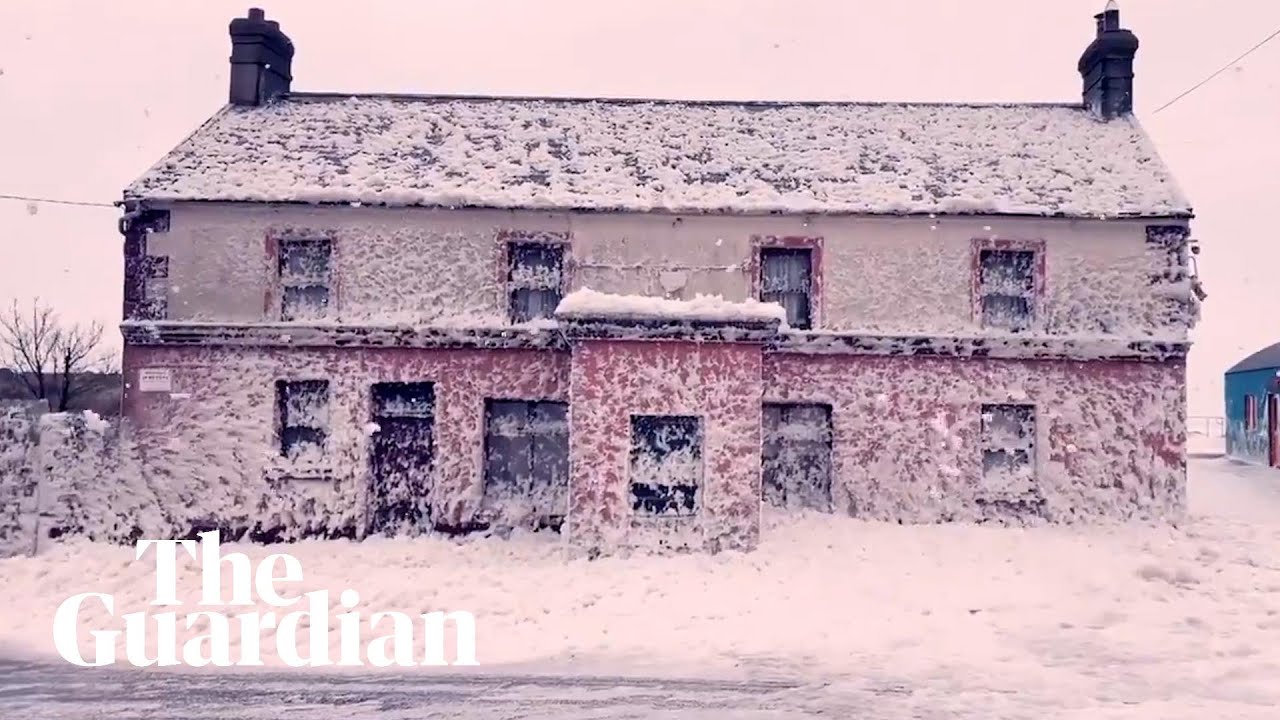 Ireland: White Sea Foam Blankets Village of Bunmahon in County Waterford