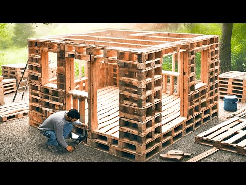 Man Transforms Abandoned Pallets into a Stunning Forest Cabin | by @lesnoy_craft8607